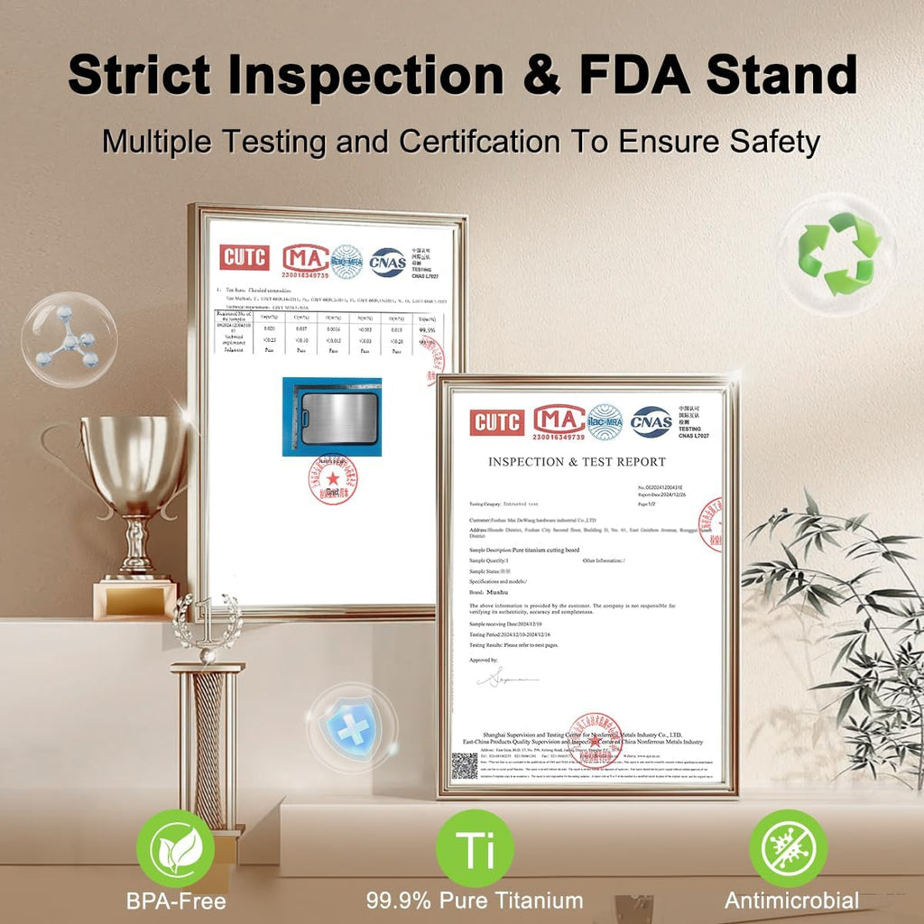 Titanium Cutting Board for Kitchen,Double Sided FoodGrade,Pure Titanium&Wheat Straw PP,Non-Toxic,Non-Slip,Dishwasher Safe,Ideal for Meat,Vegetables,Fruit