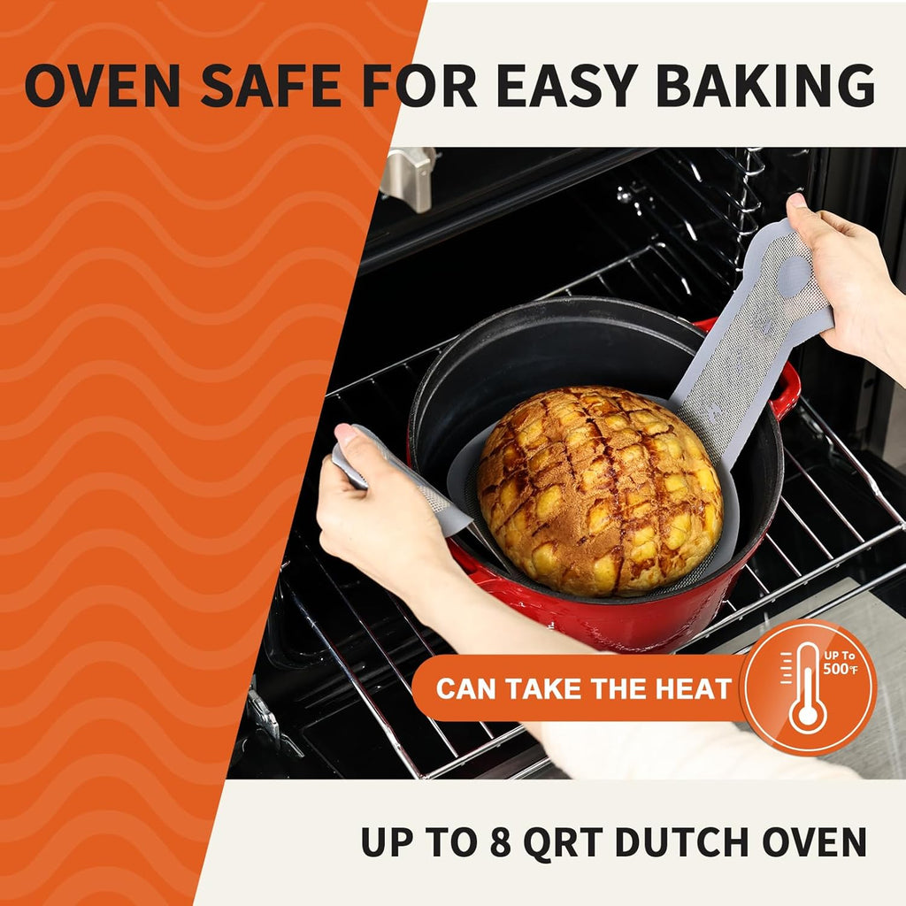 Cook's Aid 2 Pcs Silicone Bread Sling for Dutch Oven, Non-Stick Bread Baking Mat Set, Reusable Sourdough Bread Sling with Long Handles for Easier Transfer for Dough