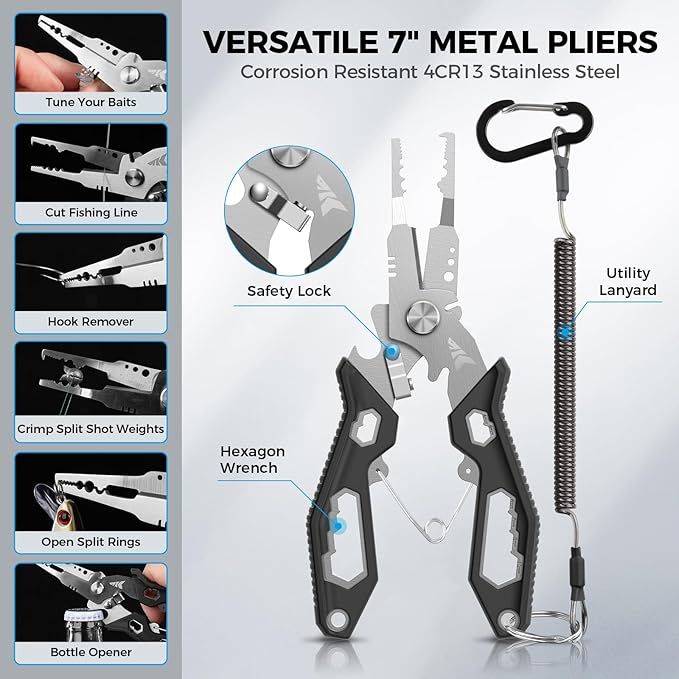 KastKing Everyday Essential Fishing Backpack & Tool Set, Fishing Sling Tackle Bag & 3500-Tackle Box Waterproof, Fishing Scale, 7" Fishing Pliers, Lip Gripper-Fishing Gear and Fishing Gift for Men