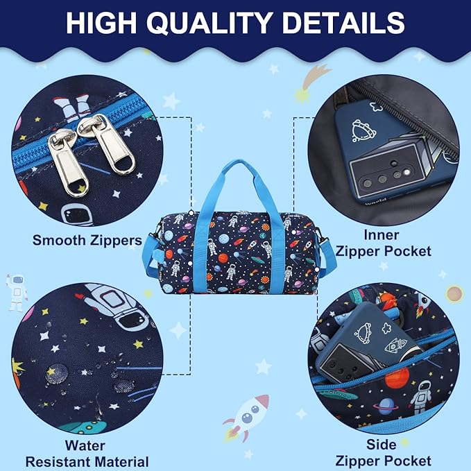 Kids Duffle Bag for Boys,RAVUO Water Resistant Travel Bag Overnight Bag Weekender Carry On Bag for Gym Sport with Shoe Compartment and Wet Pocket Space