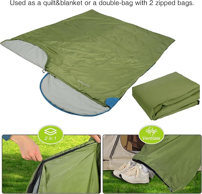 REDCAMP Ultra Lightweight Sleeping Bag for Backpacking, Comfort for Adults Warm Weather, with Compression Sack