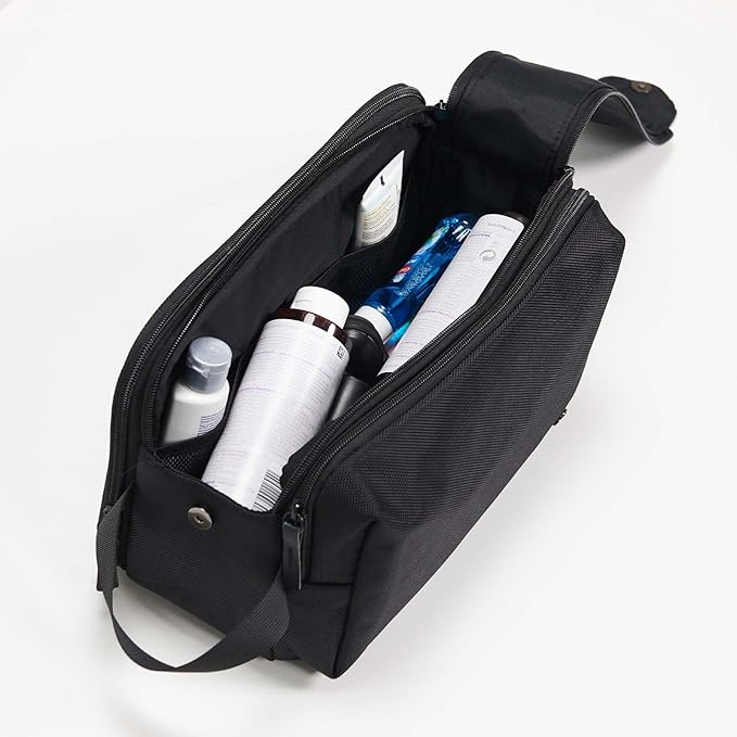 Purevave Large Compact Mens Toiletry Travel Bag Hanging, Mens Dopp Kit for Travel Waterproof, Wash Pouch Black