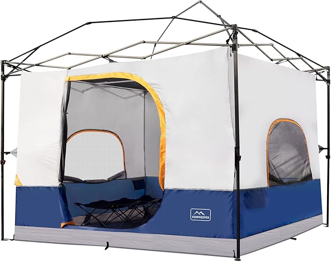 KAMPKEEPER Camping Inner Tent for Pop Up CanopyConverts 10'x10' Canopy into Camping TentFully Vented Roof, Navy Blue