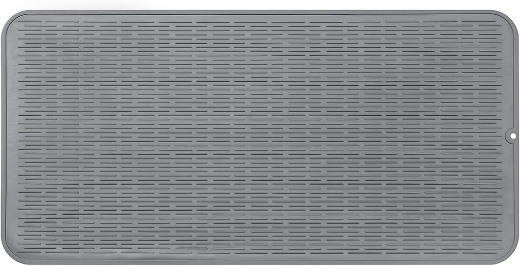 Silicone Dish Drying Mat for Multiple Usage,Easy clean,Eco-friendly,Heat-resistant Silicone Mat for Kitchen Counter or Sink,Refrigerator or Drawer Liner Grey 5XL 36inches x 18inches