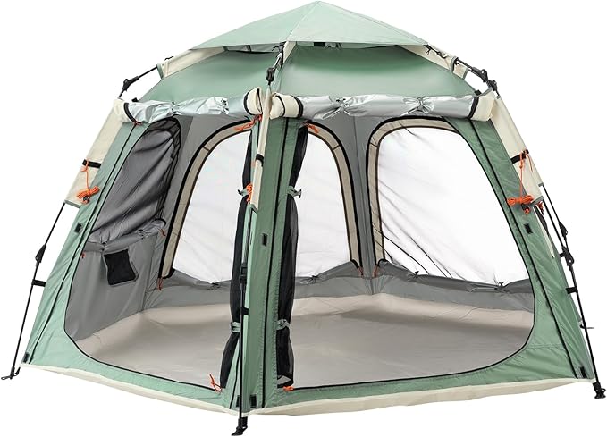 Tents for Camping 2 Person Waterproof Pop Up Camping Tent with Screen Porch 4 Ventilation Mesh Windows & 2 Doors Portable for Camping, Hiking, Beach, Backpacking, and Outdoors