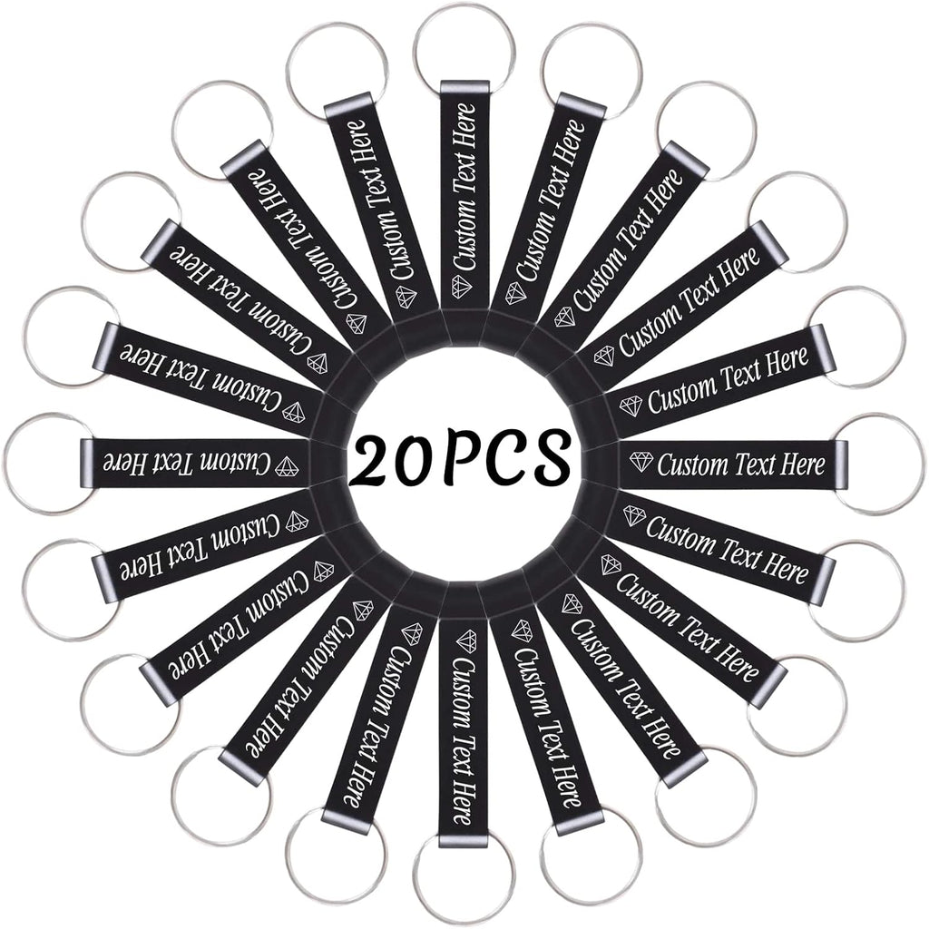 20PCS Personalized Bottle Opener Keychain Bulk Custom Beer Bottle Opener with Logo Text Engraved Wedding Bottle Opener Favors Customized Gifts for Guests Baby Shower Birthday Party-Black
