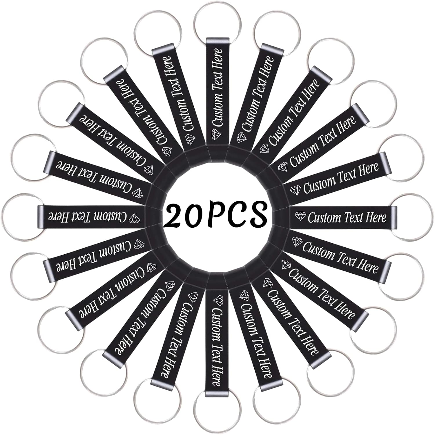 20PCS Personalized Bottle Opener Keychain Bulk Custom Beer Bottle Opener with Logo Text Engraved Wedding Bottle Opener Favors Customized Gifts for Guests Baby Shower Birthday Party-Black