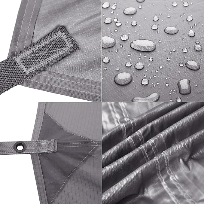 FREE SOLDIER Waterproof Portable Tarp Multifunctional Outdoor Camping Traveling Awning Backpacking Tarp for Shelter Rain (Gray 10×10.5ft)