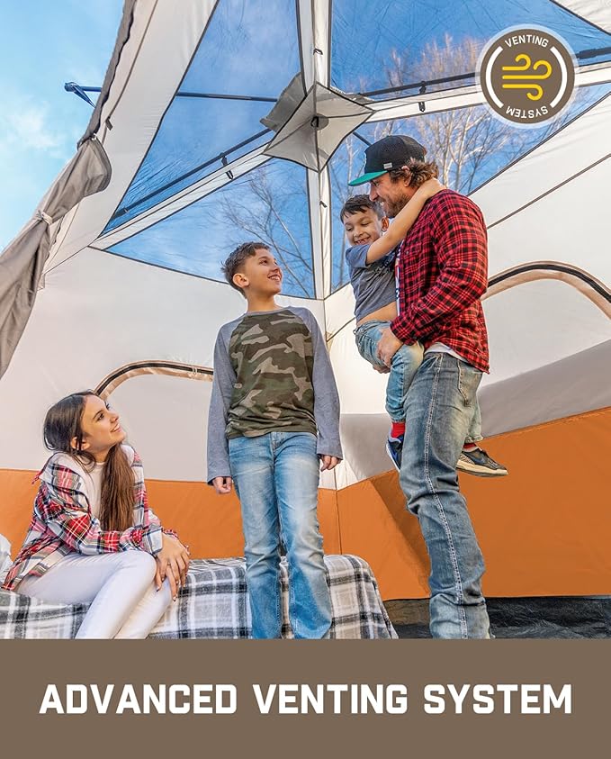 FanttikOutdoor Camping Tent 4/6/8/10 Person Instant Cabin Tent Setup in 60 Seconds with Rainfly & Windproof Portable with Carry Bag for Family Camping & Hiking