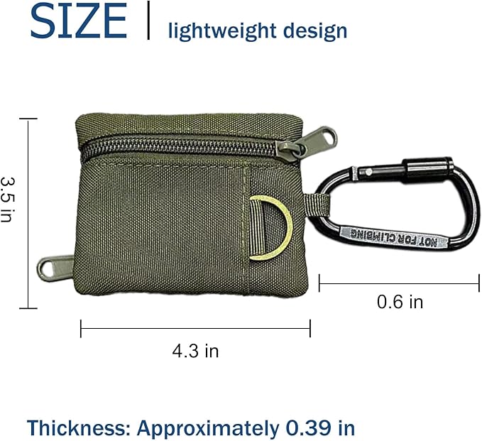 3 Pack Tactical EDC Keychain Pouch with Upgraded D-Ring - Military Mini Molle Utility Organizer for Outdoor, Hiking, Camping, Belt Gear, Zipper Pocket Bag