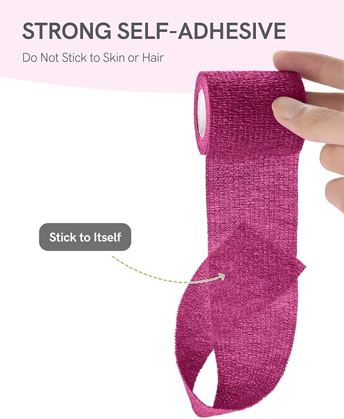 FriCARE Self Adhesive Bandage Wrap, Medical Tape in First Aid Kit, Cohesive Bandages for Wounds Sport Vet, FSA/HSA Eligible, 2 Inches X 5 Yards 12 Rolls, Palette