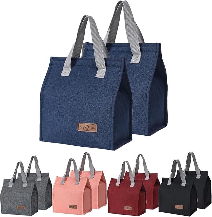 2pcs Blue Lunch Bag Insulated, Lunch Box Bag, Reusable Lunch Tote Bag, Lunch Box Container Bag Insulated for Women, Men, Work, Office, Travel