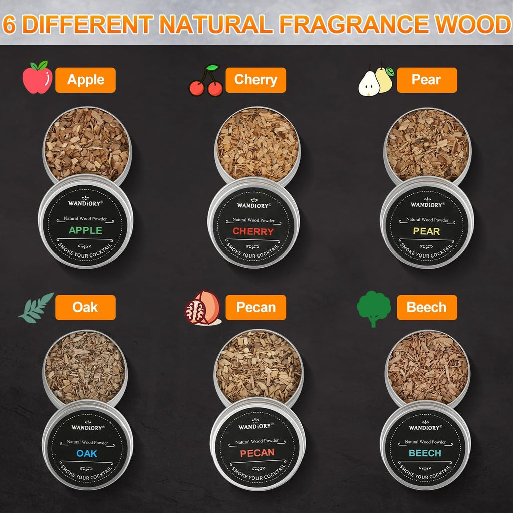 Electric Cocktail Smoker Kit with Torch – Enhance Your Drink's Aroma with 6 Flavorful Wood Chips | Old Fashioned Smoker for Whiskey & Cocktails | Gift for Drink Lovers (Butane Not Included)