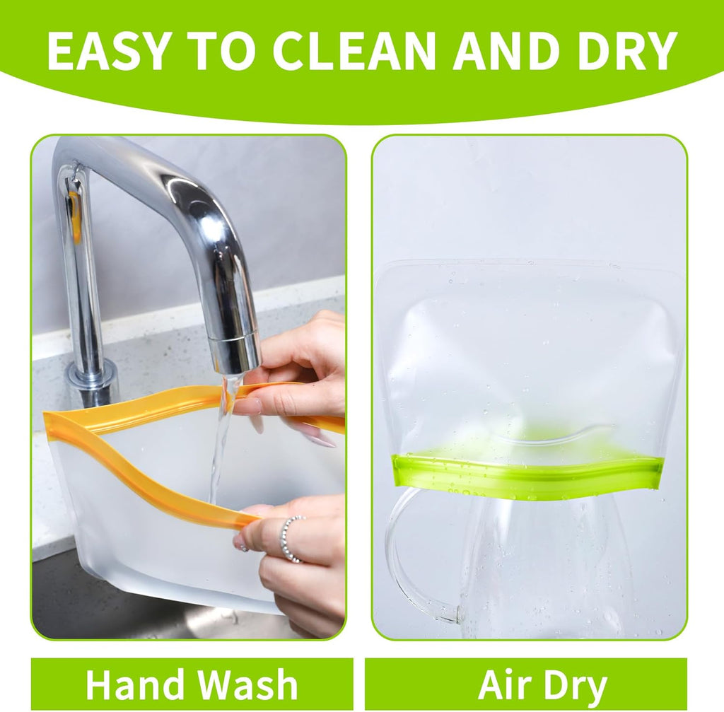 24 Pack Reusable Bags, Dishwasher Safe Silicone Food Storage Bag, 4 Sizes Leakproof Reusable Freezer Bags for Marinate Meats, Cereal, Vegetables, Home.