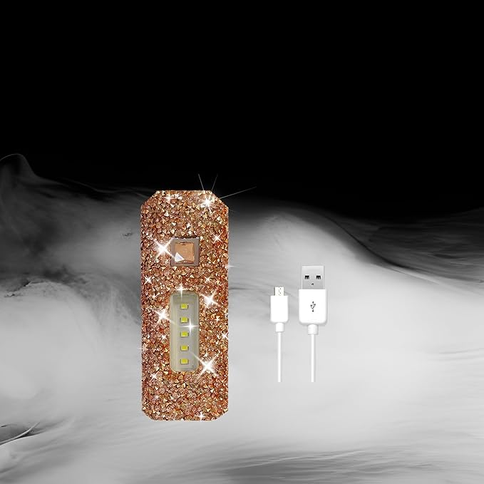 Pink Flashlight for Girls Rechargeable Flashlights Bling Diamond Rhinestone Camping Small Flashlight Camping Essentials for Woman