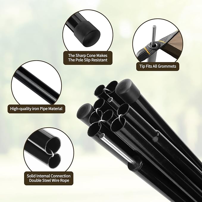 Bessport Camping Tarp, 16×9.8FT with 2 Poles, Portable Multifunctional Backpacking, PU 3000mm Waterproof Rain Fly Hammock Tarp for Outdoor,Traveling, Hilking