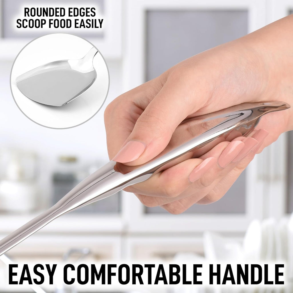 Zulay Kitchen Stainless Steel Metal Wok Spatula - Durable Wok Turner Spatula Shovel - Durable Utensil with Ergonomic, Easy to Use Handle - Easy to Clean, Perfect for at Home Cooks & Chefs - 14.8”