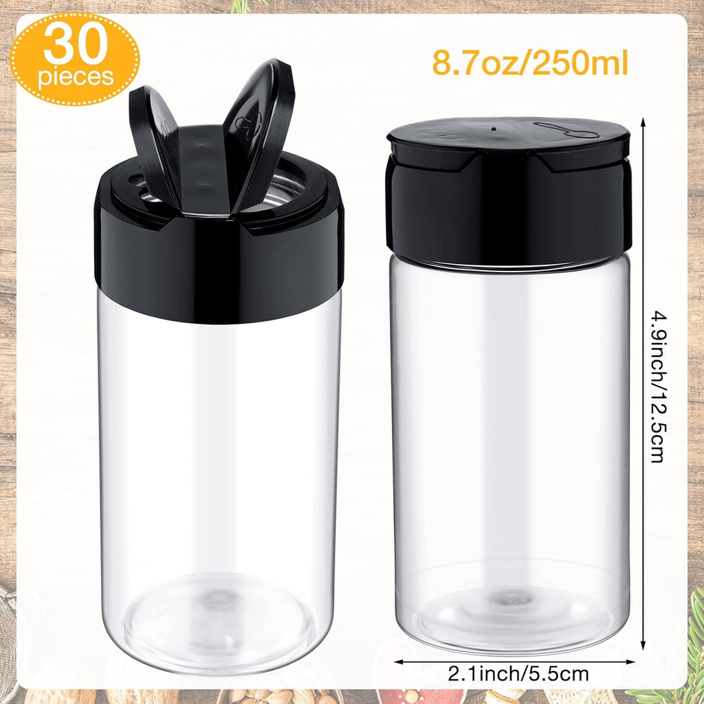 30 Pack 8.7 oz Plastic Spice Jars with Shaker Lids Clear Seasoning Containers Spice Bottles for Kitchen Storing Herbs Seasoning Powders