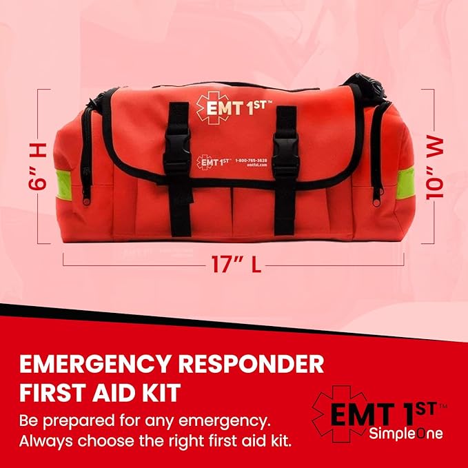 EMT 1st Emergency Responder First Aid Kit | Medical Trauma Bag for Disaster Preparedness | Perfect for Wilderness, Camping, Home, Car, & Office | Our Lightweight Kits Come with 40 Unique Items