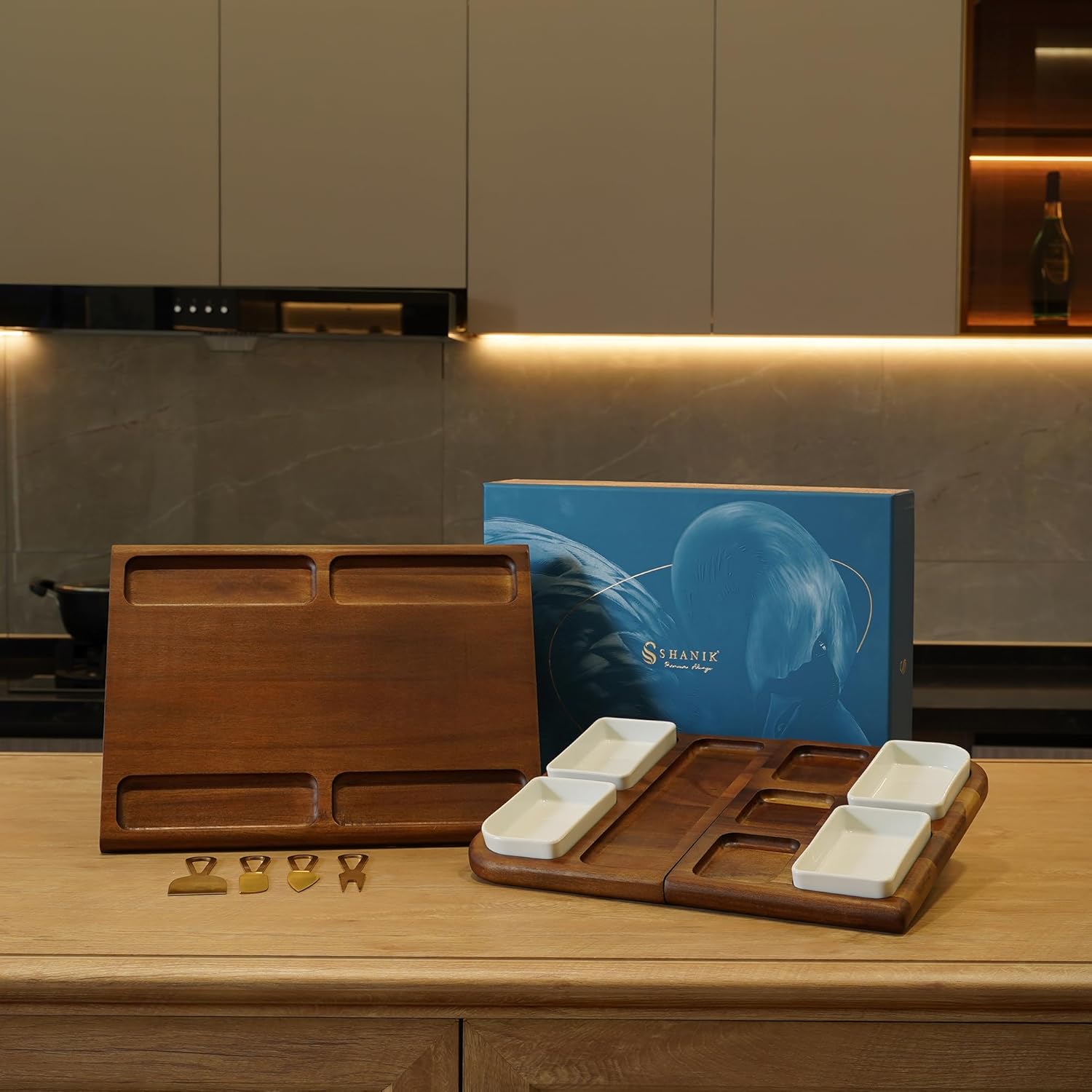 Shanik Premium Charcuterie Board - Magnetic Cheese and Meat Double-Sided Serving Tray and Cutting Board - Gift for Any Occasion Quality Assured Without Engraving