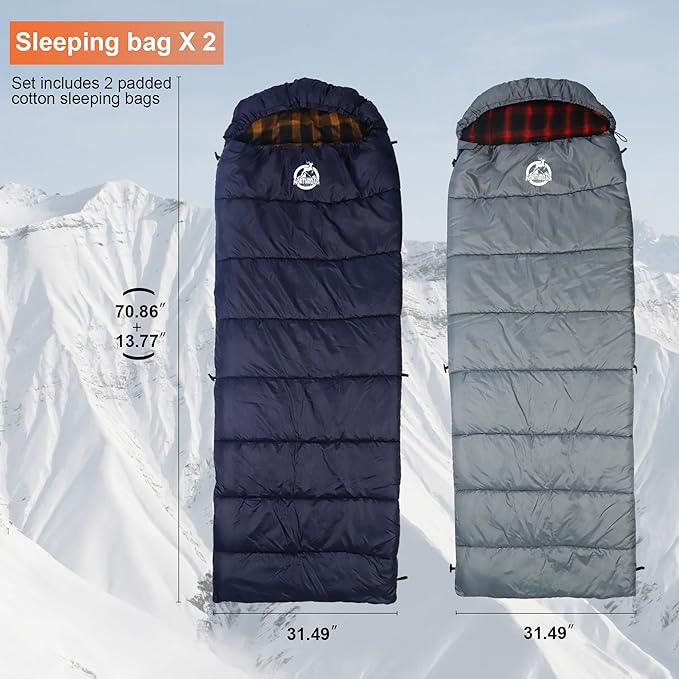 9-Piece Camping Tent Kit - 1 Dome Tent (2 or 3 Person), 2 Sleeping Bags, 2 Air Mattresses, 2 Single Camping Hammocks, 2 Blankets