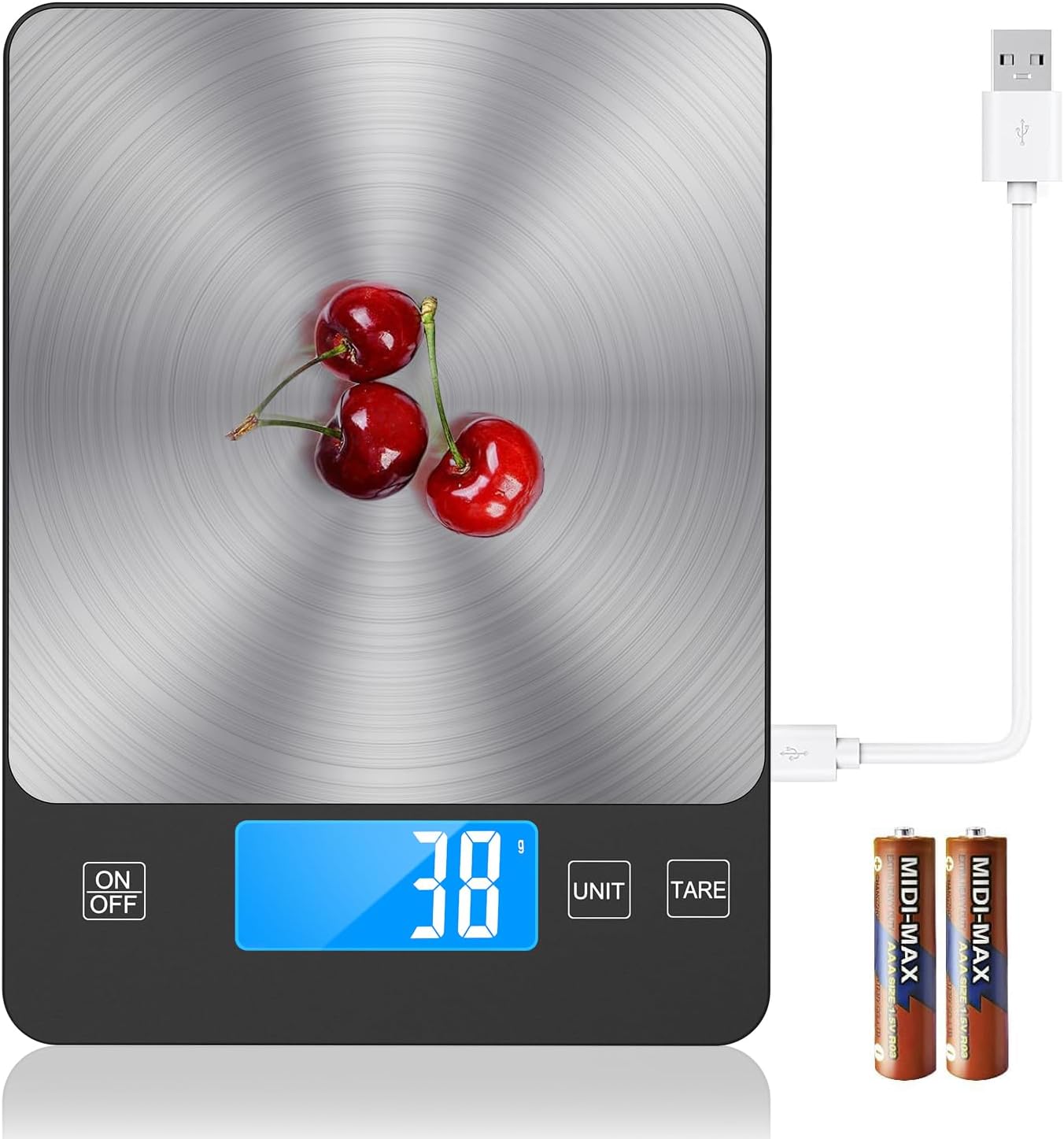 NASA-Grade 33lb Digital Kitchen Scale, Precisely Measures Grams and Ounces for Baking and Cooking,304 Stainless Steel