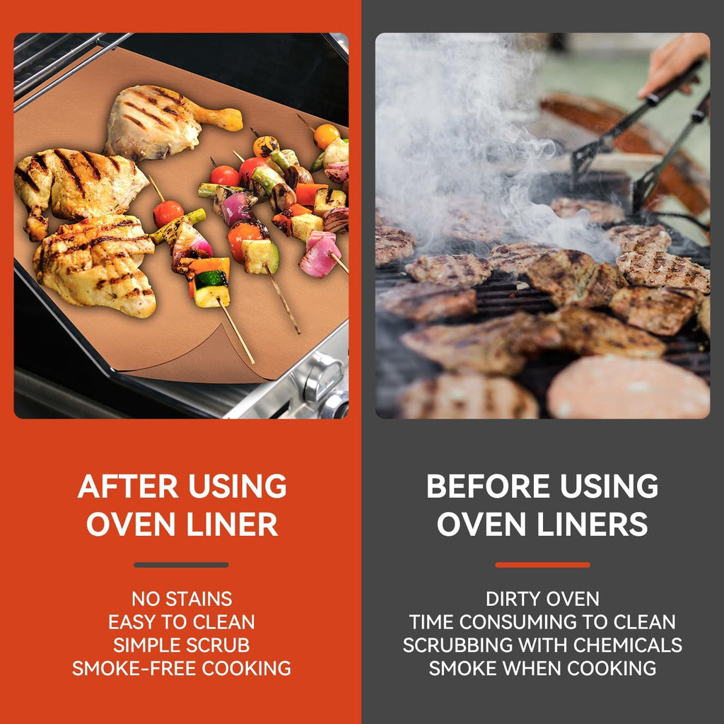 Oven Liners for Bottom of Oven - 3 Pack Large Gas Stove Top Protectors, Reusable Oven Liner for Electric, Gas, Toaster Ovens, Grills - BPA & PFOA Free Keep Your Oven Clean Oven Mat