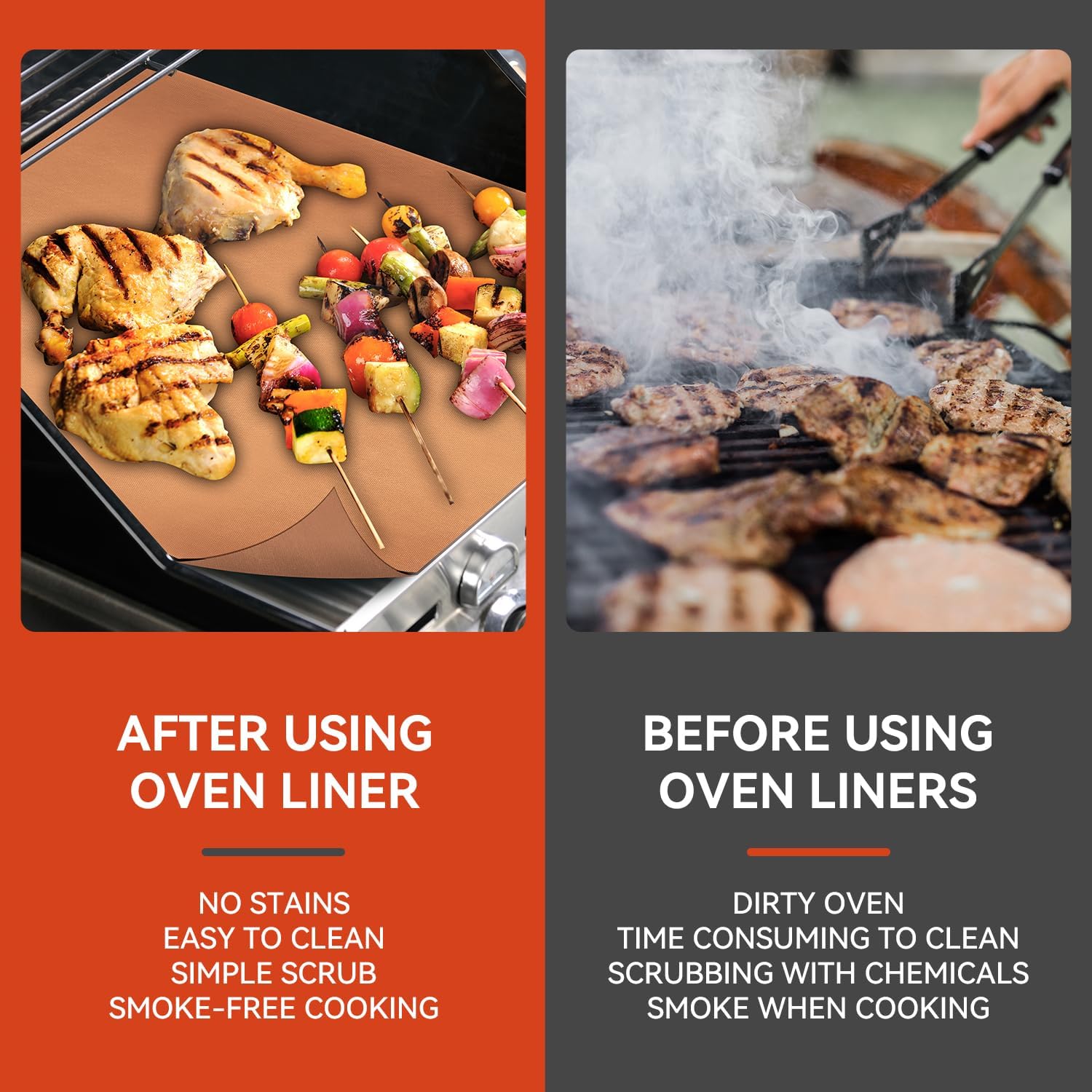 Oven Liners for Bottom of Oven - 3 Pack Large Gas Stove Top Protectors, Reusable Oven Liner for Electric, Gas, Toaster Ovens, Grills - BPA & PFOA Free Keep Your Oven Clean Oven Mat