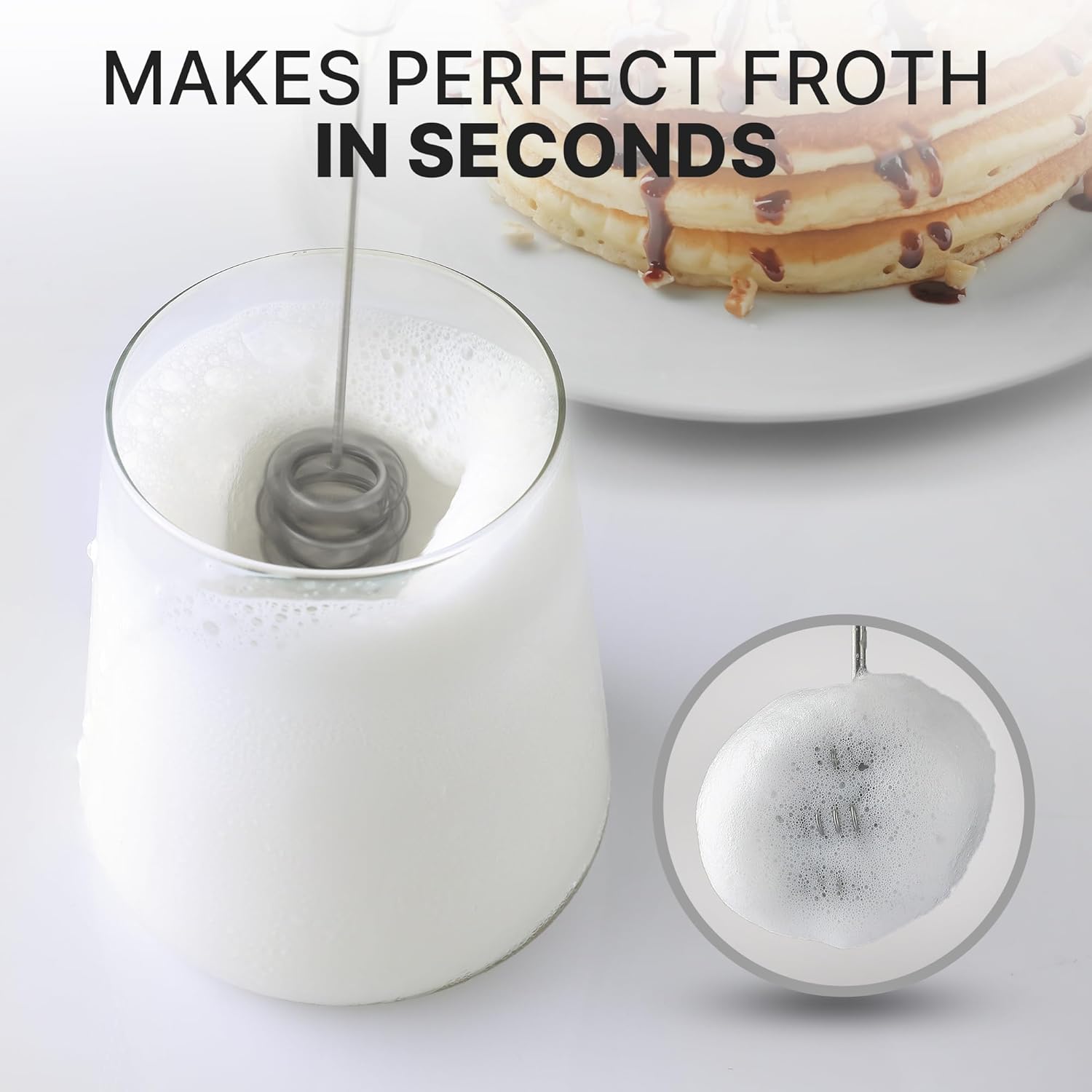 Zulay Kitchen Milk Frother with Patented Tornado Triple Whisk – Handheld Foam Maker for Coffee, Lattes, Matcha & Hot Chocolate – Rich, Creamy Froth in Seconds -