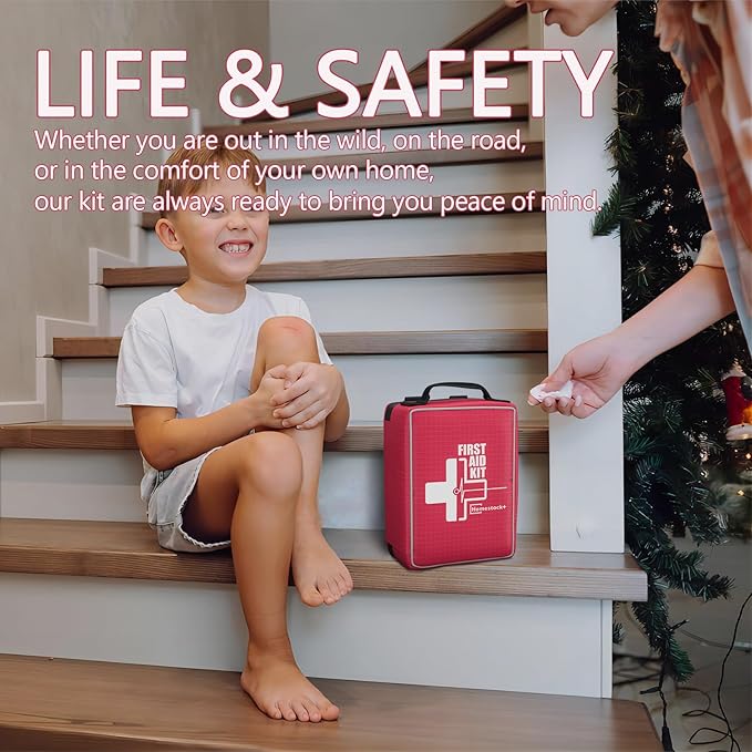 First Aid Kit, Upgrade Trauma First Aid Kit with Labelled Compartments -Emergency Medical Kits with Molle System First Aid Kits for Car, Home, Hiking, Camping and Outdoor Emergencies -216 Pieces