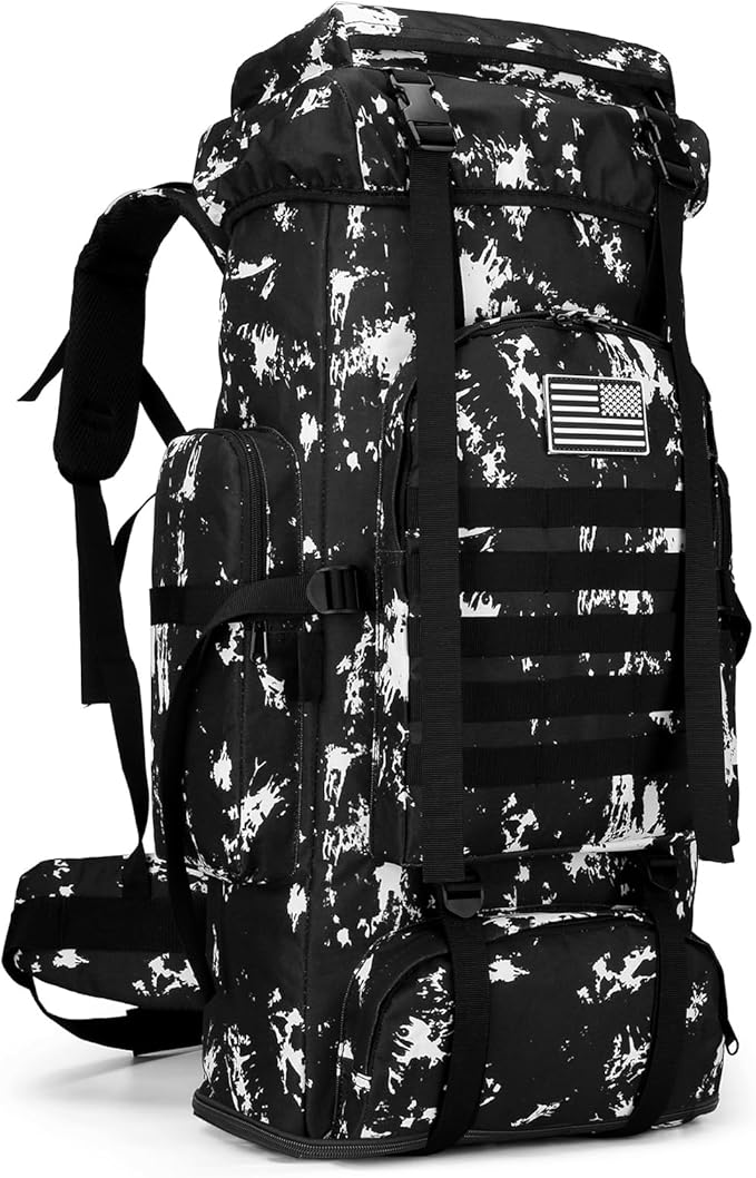 100L Camping Hiking Military Tactical Backpack Outdoor Climbing Sport Bags for Camping,Backpacking (Black Lightning)
