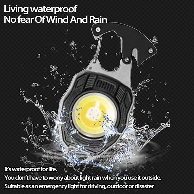 COB Keychain Work Light Keychain Flashlights 7 Light Modes 1600Lumen,Portable USB Rechargeable cob Work Light Emergency Light with Folding Bracket Bottle Opener and Magnet Base,Camping (Orange)