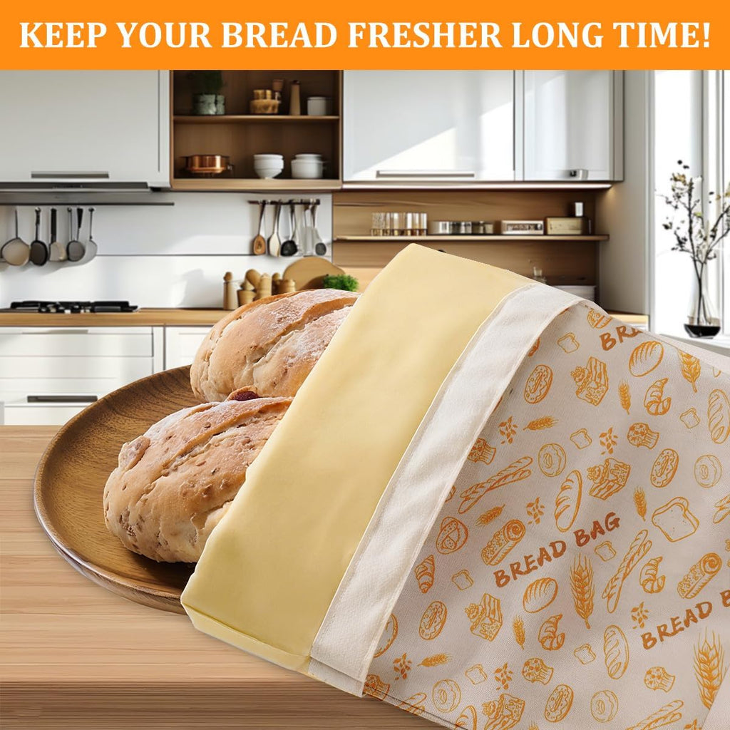 2 Pack Reusable Beeswax Bread Bags for Sourdough,Reusable Cotton Beeswax Bag for Homemade Bread,Freezer-Friendly&Freshness Preservation Storage to Keep Fresh 17x13in