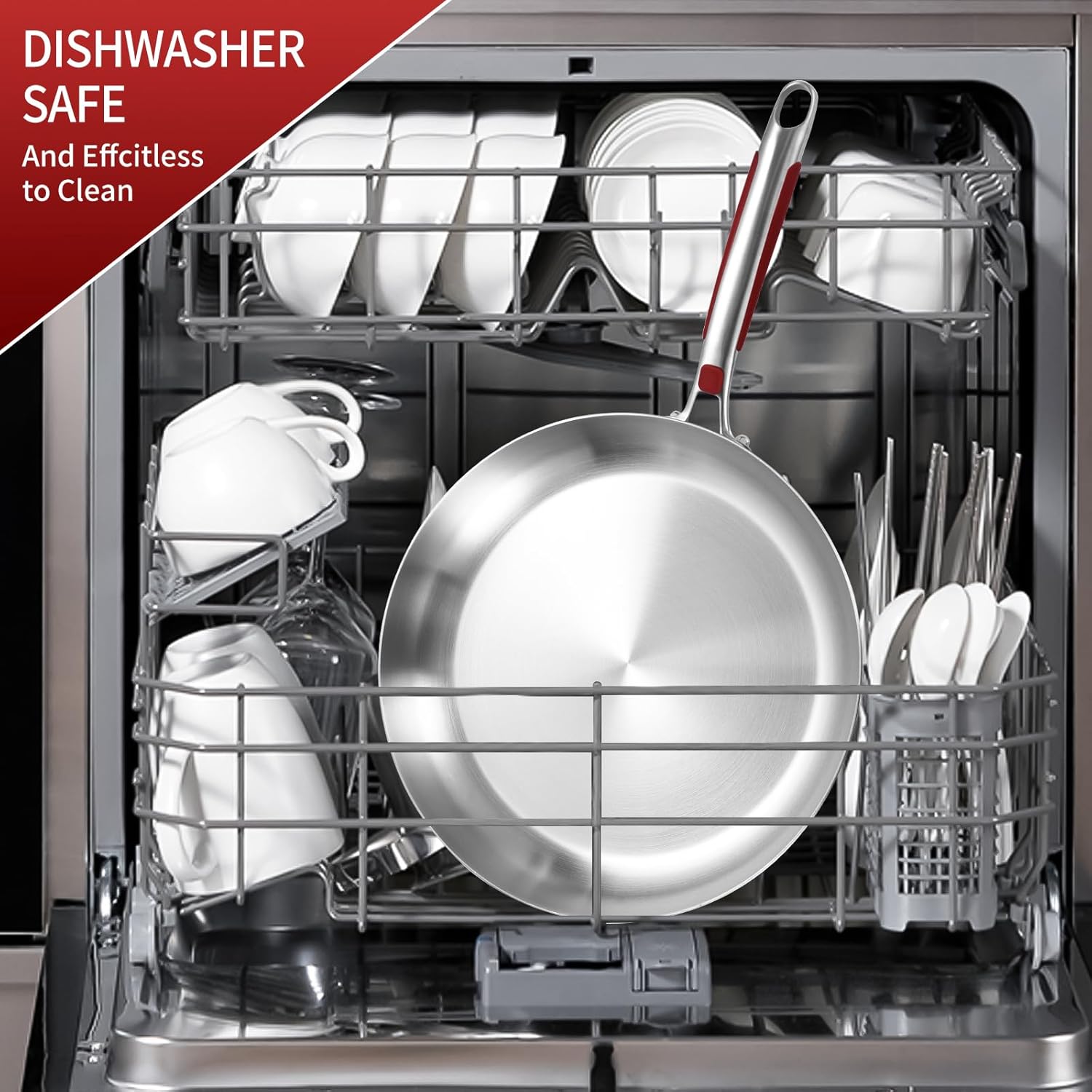 Inqibee 14-Inch Tri-Ply Stainless Steel Large Skillet with Lid,Large Frying Pan with Helper Handle,Jumbo Cooker,Induction Pan,Heavy Duty and Dishwasher Safe