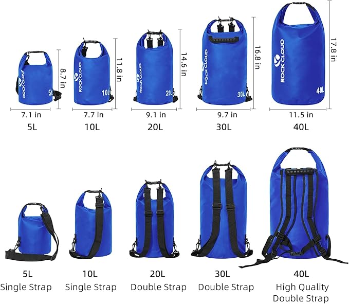 ROCK CLOUD Dry Bag Waterproof 20L Dry Sack for Kayaking Rafting Boating Beach Surfing Swimming Canoe Camping Hiking Fishing Ski