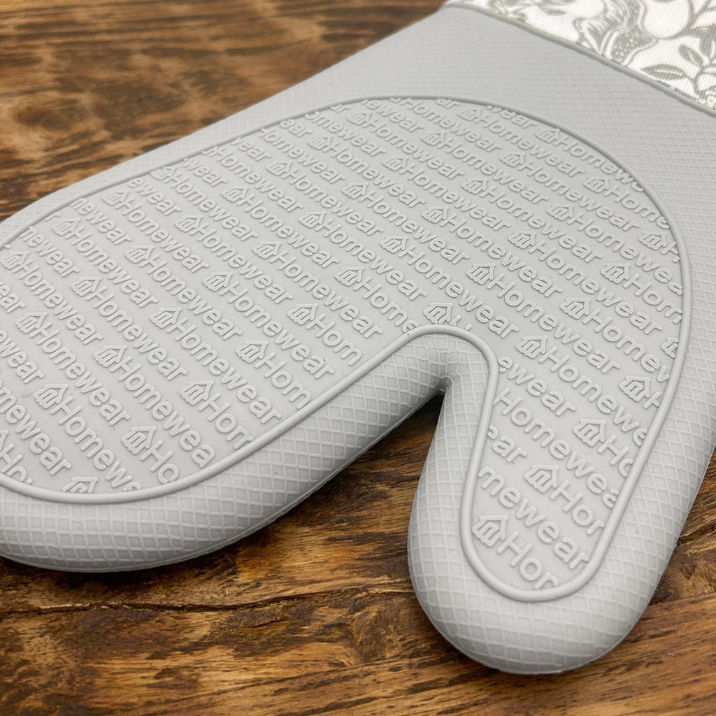 Delaney Silicone Oven Mitts Set - Extra Long, Heat Resistant Kitchen Gloves, Non-Slip Holders for BBQ, Baking, Cooking Essentials, Grey Toile, Kitchen Decor, Oven Gloves, New Home Gifts