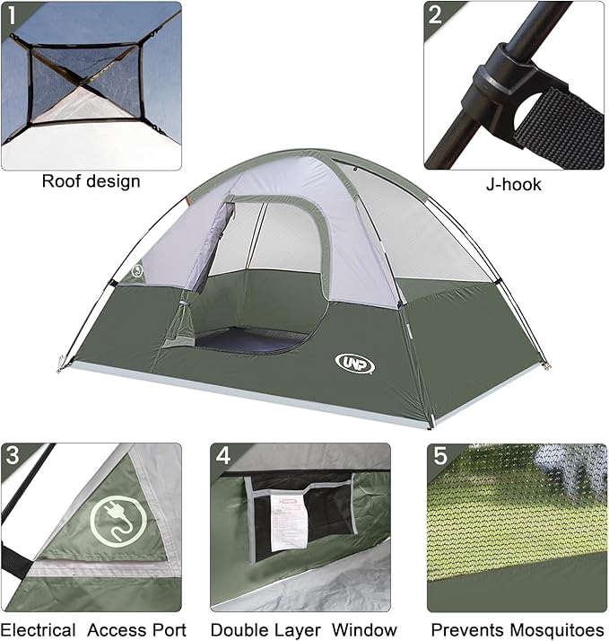 Camping Tent 2 Person, Waterproof Windproof Tent with Rainfly Easy Set up-Portable Dome Tents for Camping…