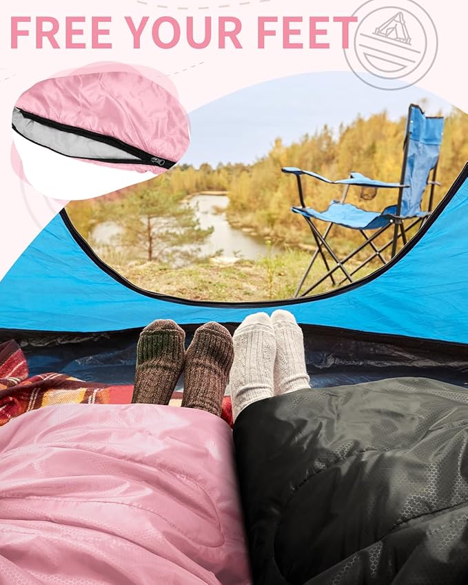 Sportneer Sleeping Bags for Adults, Warm & Cold Weather Sleeping Bag for Adults Kids Boys Girls - Lightweight Compact Camping Gear Equipment, Traveling, Backpacking, Hiking