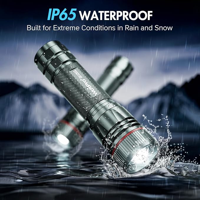 WdtPro Rechargeable Flashlights High Lumens, 2 Pack Super Bright LED Small Tactical EDC Flashlight with 10H Runtime, Portable Flash light for Camping, Home, Emergency Essentials Grey(Battery Included)