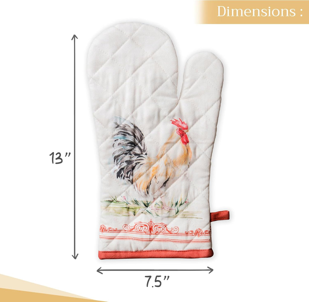 Maison d'Hermine Oven Gloves 100% Cotton Oven Mitt 7" x 13" with Loop Heat Resistant, BBQ, Cooking Gloves, Baking, Grilling, Kitchen, Handling Hot Pans Spring/Summer (Pack of 1, Campagne)