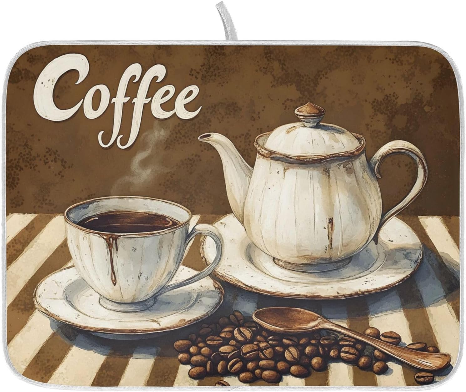 Coffee Themed Dish Drying Mat for Kitchen Counter Absorbent Microfiber Large Drying Pad Dish mats for Kitchen Countertops 18 x 24 Inch243