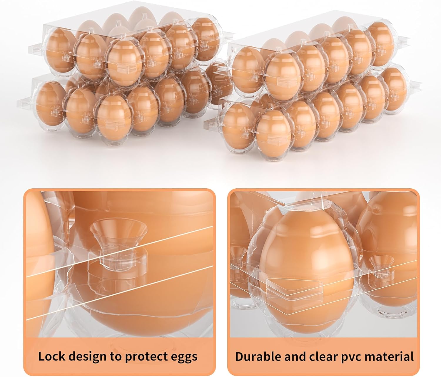 180 Pack Egg Cartons Cheap Bulk 12 Count Clear Plastic Egg Containers for Chicken Eggs, Reusable Egg Holder for Home Ranch Farm Commercial Market Display, Plastic Egg Packaging for Craft Projects