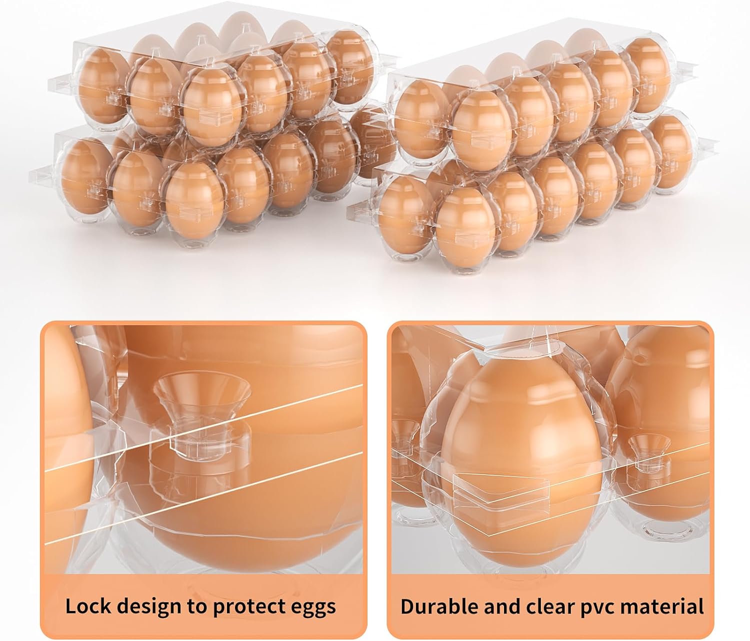 100 Pack Egg Cartons Cheap Bulk 12 Count Clear Plastic Egg Containers for Chicken Eggs, Reusable Egg Holder for Home Ranch Farm Commercial Market Display, Plastic Egg Packaging for Craft Projects