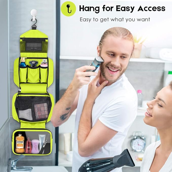 dopobo Travel Toiletry Bag for Women, Dopp Kit for Men, Waterproof Makeup Bag Shaving Bag with Hanging Hook, Portable Toiletry Organizer for Traveling and Camping