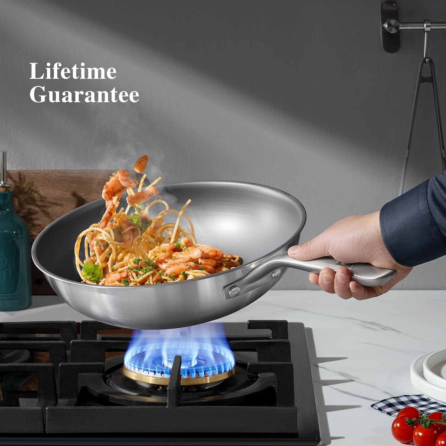 13 in Titanium Wok with Lid – Nonstick Wok & Stir-Fry Pan, All Stovetops & Induction Safe, Oven & Dishwasher Safe, Non-Toxic, No Coating – Durable Titanium Cookware, Frying Pan & Pot