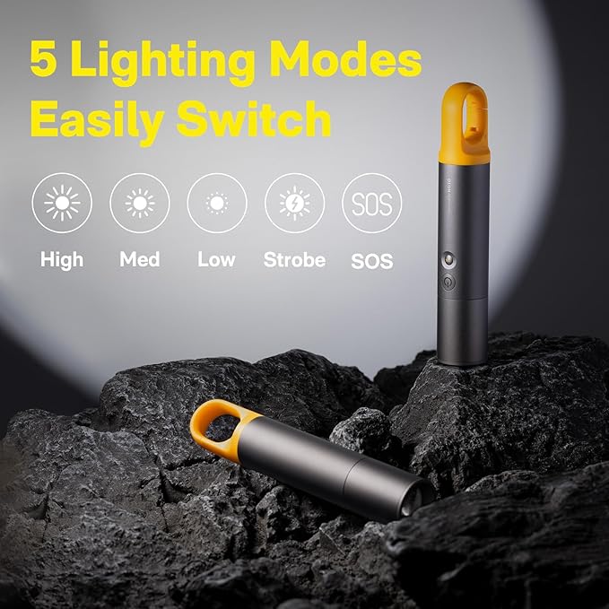 HOTO Flashlight Lite, Zoomable, LED, USB-C Rechargeable, 1000 Lumens, 5 Modes (SOS & Strobe), Tactical & Portable Handheld Flash Light for Camping, Emergencies, Home Use, etc