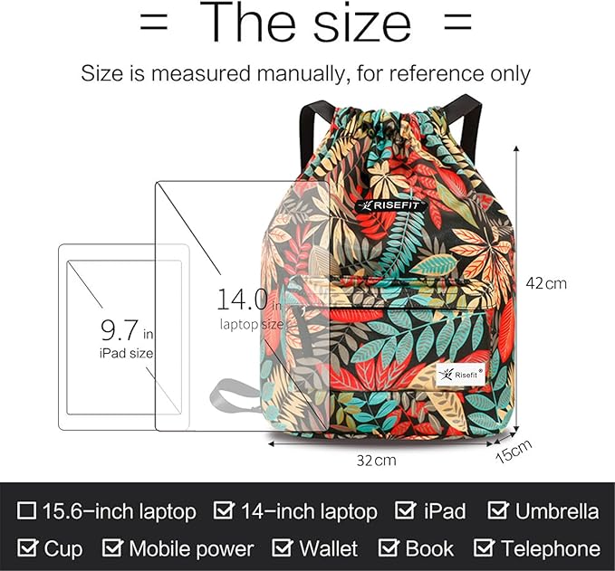 Waterproof Drawstring Bag, Gym Bag Sackpack Sports Beach Backpack for Men Women