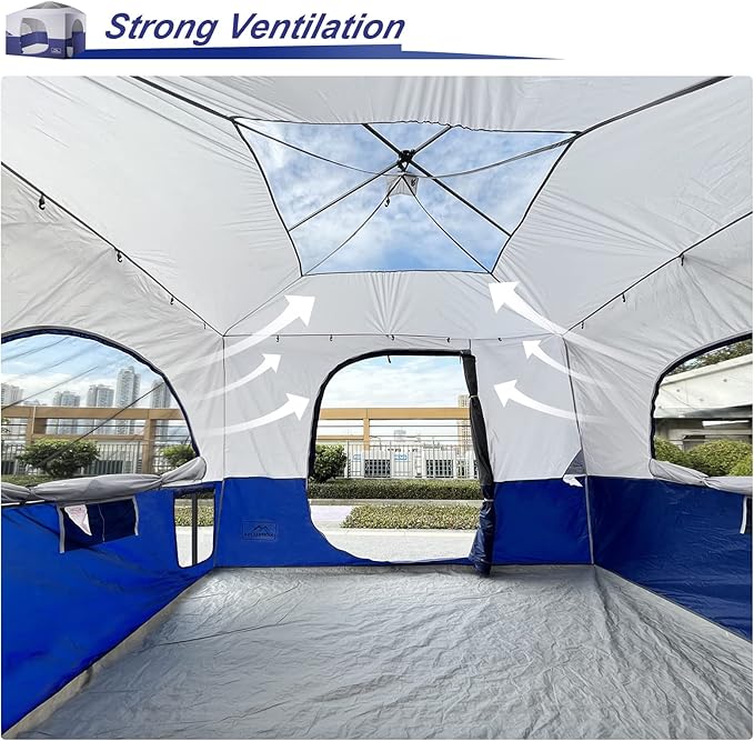 KAMPKEEPER Camping Cube, Converts 10'x10' Straight Leg Canopy into Inner Pop Up Tent, with 1 Dog Hole–Fully Vented Roof(Canopy & Frame NOT Included), Navy Blue