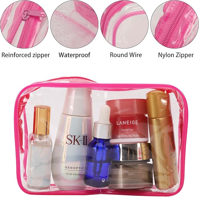 Tbestmax 10 Pack Clear Cosmetic Bags Makeup Bags Portable Waterproof TSA Approved Travel Toiletry Bags Organizer