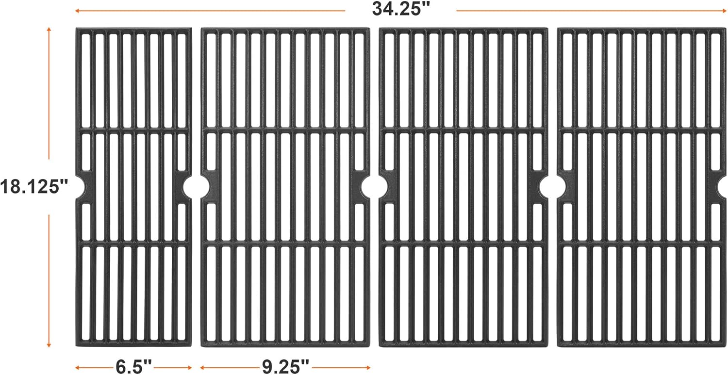Cast Iron Grill Grates and Stainless Steel Grill Part Kit for Charbroil Performance 6 Burner Grills 463276517 463238218 463276617 463238218, Heat Plates, Burners, Adjustable Crossover Tube, Ignition